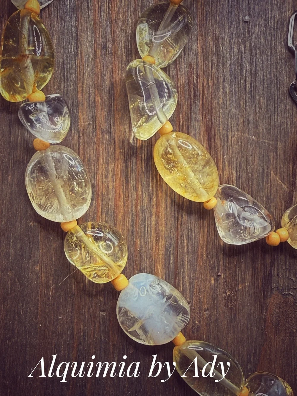 Chunky Citrine Yellow Beaded choker Necklace